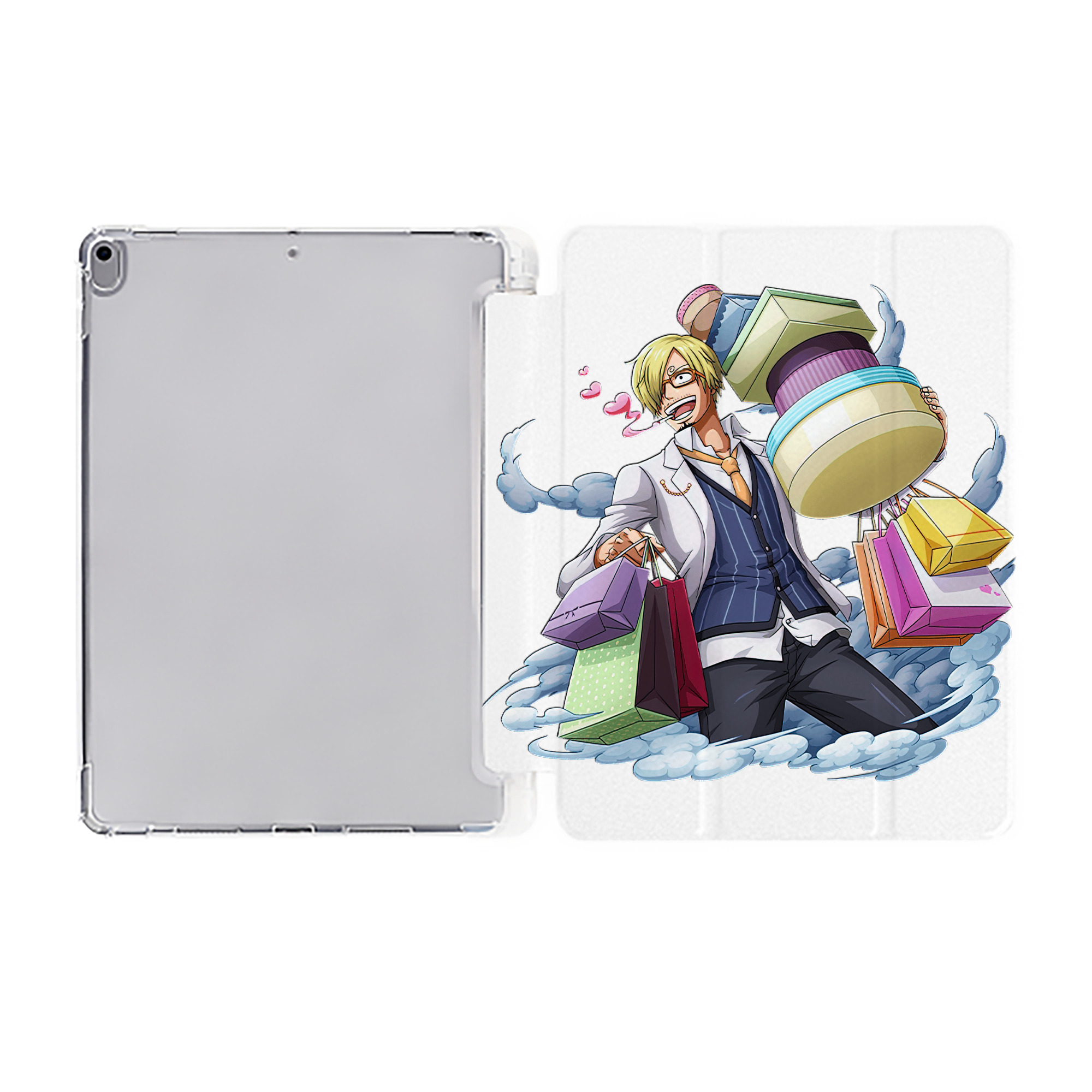 （画像用） ワンピース サンジ ONE PIECE Sanji IPad ケース ペン収納付き 三つ折りスタンド PUレザー×シリコン 対応機種9.5/10.5/10.9インチ